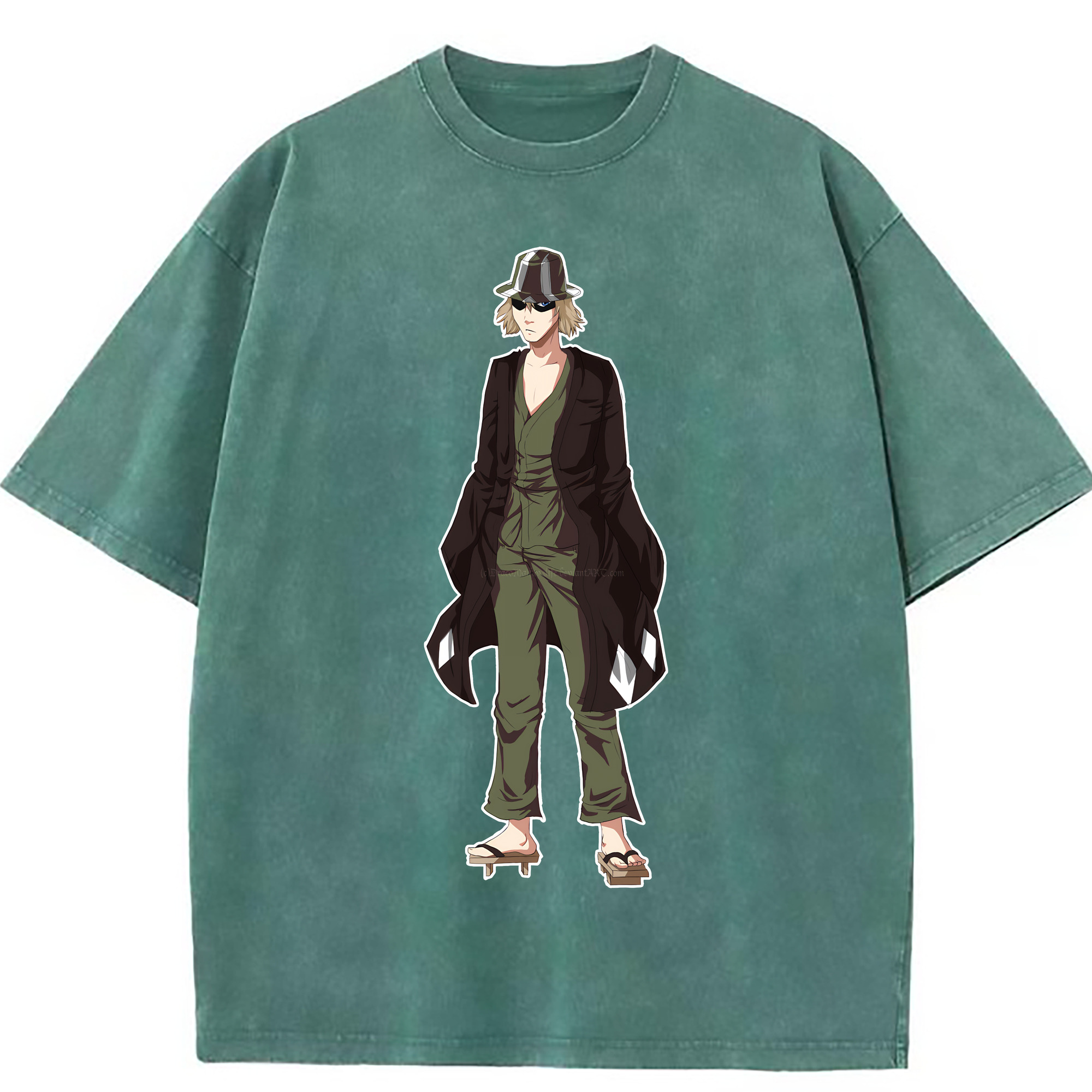 （画像用） "ブリーチ 浦原 喜助（うらはら きすけ） BLEACH Urahara Kisuke " 綿100% ヴィンテージ風 半袖Tシャツ（フロントプリント）